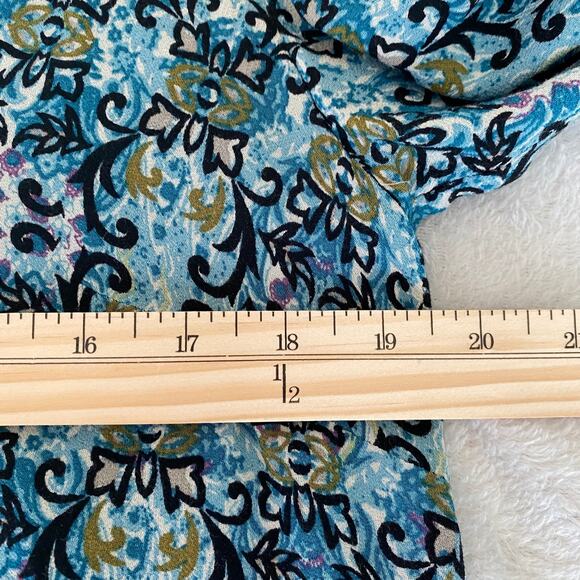 J. Jill Boho Floral Tunic Blouse Top‎ Women M Blue Cottagecore Coastal Grandma - Picture 9 of 11